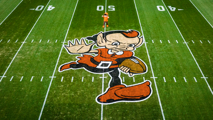 Cleveland Browns Unveil New Field Design With Brownie The Elf At