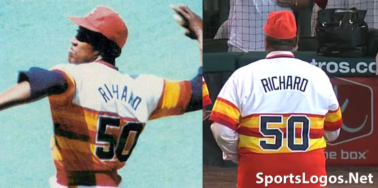 Comparing Houston Astros 1978 uniform with 2012 throwback, numbers
