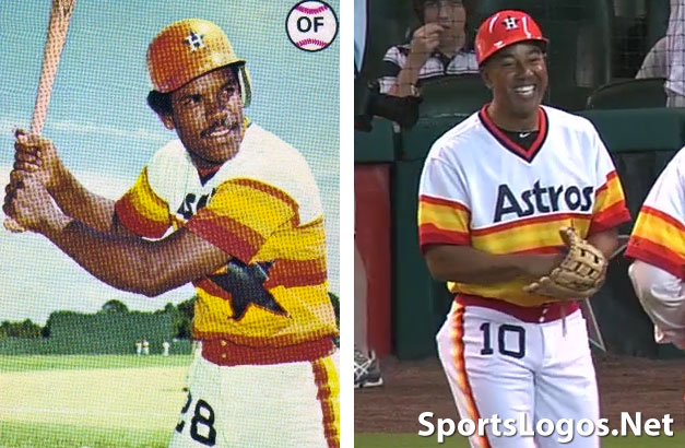Comparing Houston Astros 1978 uniform with 2012 throwback
