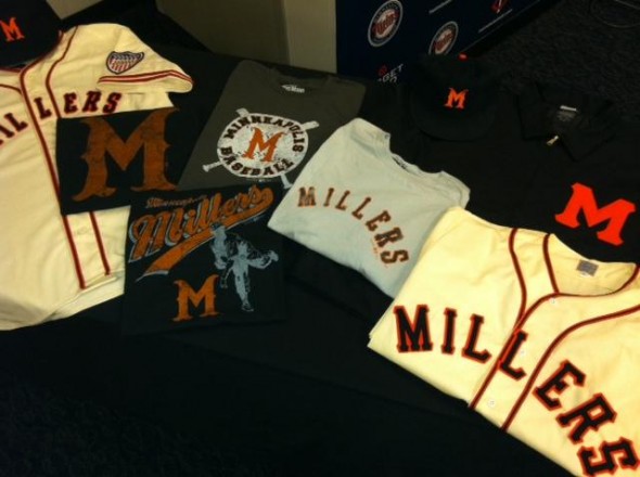 Minnesota Twin wear Minneapolis Millers Uniforms Throwback