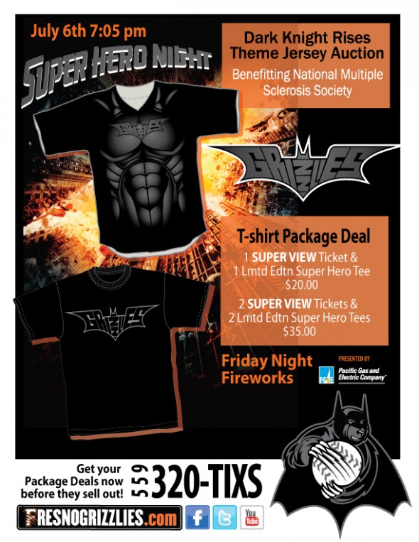 Fresno Grizzlies Dark Knight Rises Batman jerseys ad