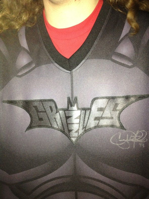 Fresno Grizzlies Dark Knight Rises Batman jerseys ad worn