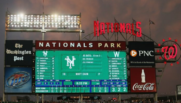 Washington Nationals Senators New York San Francisco Giants throwback uniforms scoreboard