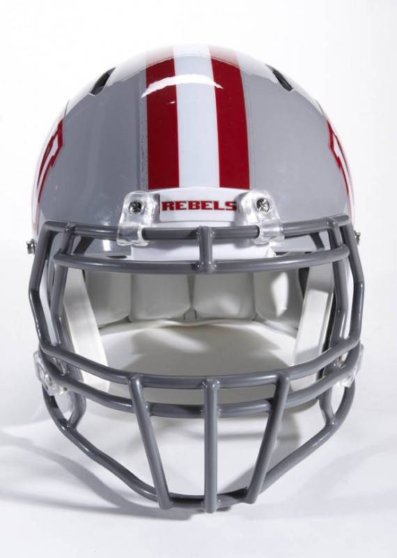 UNLV Rebels NCAA Football new helmets - new helmet 2012 front with stripe