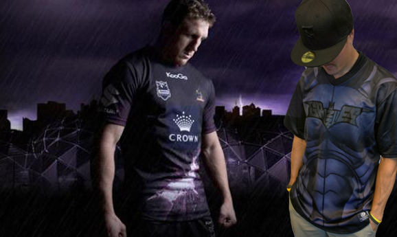 Fresno Grizzlies Dark Knight Rises Batman jerseys Melbourne Storm