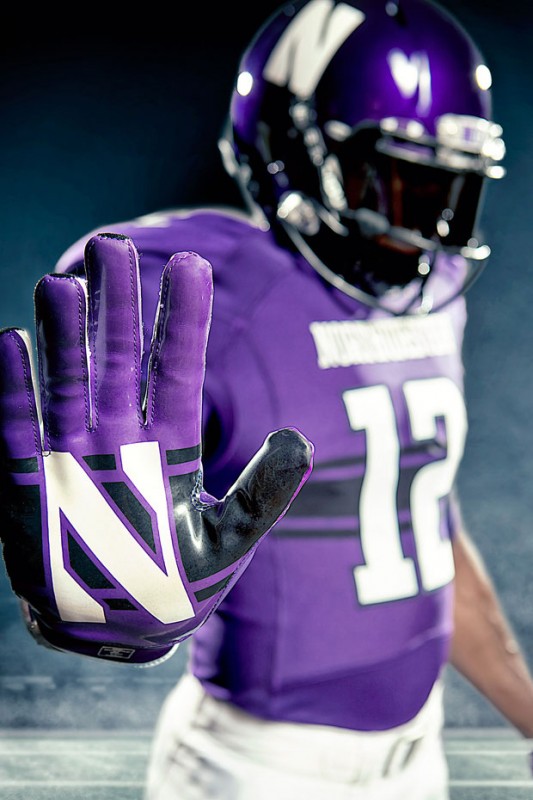 northwestern university new uniforms uni under armour wildcats purple gloves