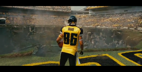 The yellow jersey of the Gotham City Rogues the National Football  Federation in The Dark Knight Rises