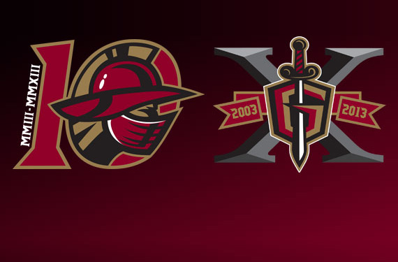 Gwinnett Gladiators echl hockey anniversary 10th logo atlanta 