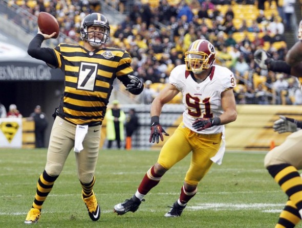 Washington Redskins throwback panthers sunday November retro leather helmets - steelers bumblebee