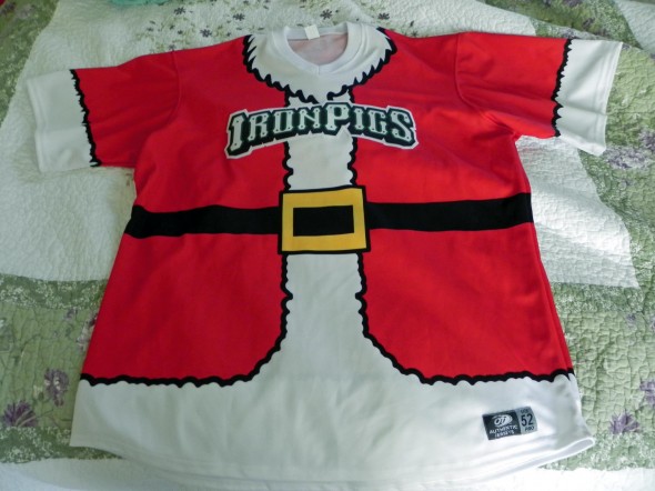 Chris McCabe - Phillipe Aumont Leihigh Valley IronPigs Game Worn Christmas Jersey