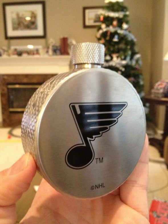 @Chris_degroat - St Louis Blues hockey puck flask