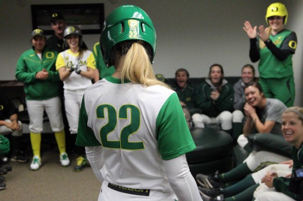 Oregon Ducks Women's softball new uniforms - white back