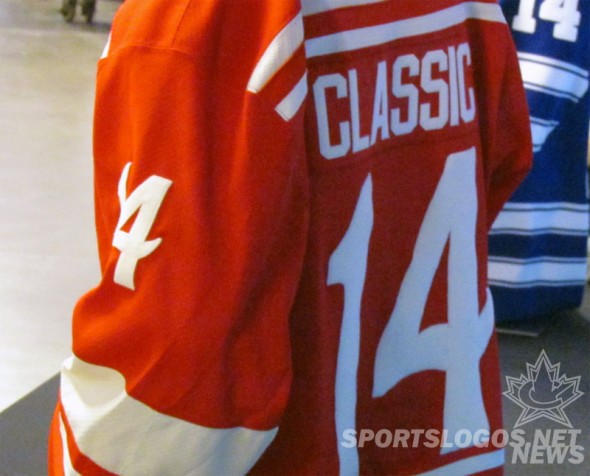 The "fancy numbers" based off the 1983 Red Wings on the back of their jersey (Photo: Clark Rasmussen/SportsLogos.Net) 