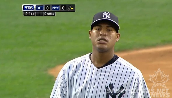 Yankees wearing their BP hats for Friday's game (for a good cause