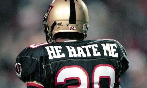 Las Vegas Outlaws XFL Vintage He Hate Me Sewn Jersey