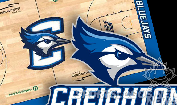 creighton new logo new basketball court design ncaa college big east blue jays