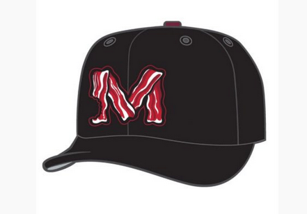 New w/o tags Macon Bacon Baseball Adjustable Hat Black Georgia Bacon Letter  M