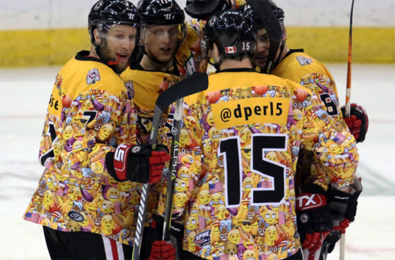 Ballclub Thinks Similar Emoji Hockey Jerseys are Frowny Face, Chocolate Swirl