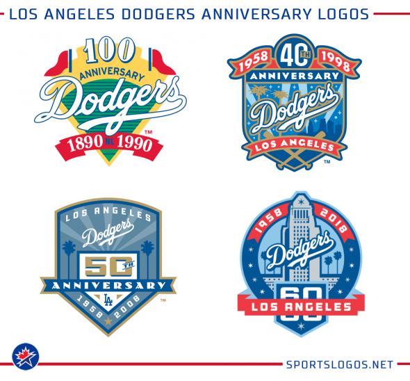 2018 Los Angeles Dodgers 60th Anniversary Iron on Embroidered 