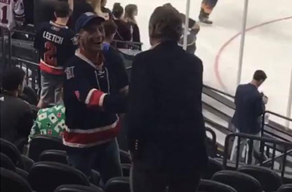 NHL star Rod Gilbert surprises fan wearing #7 Rangers jersey
