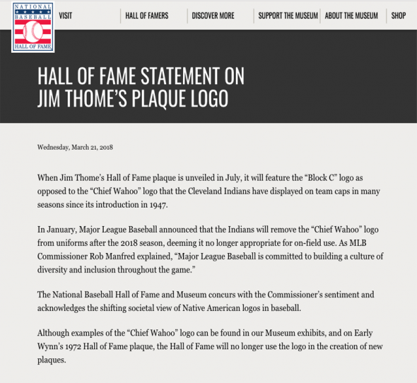 Baseball Hall of Fame Retires Chief Wahoo From Plaques – SportsLogos.Net  News
