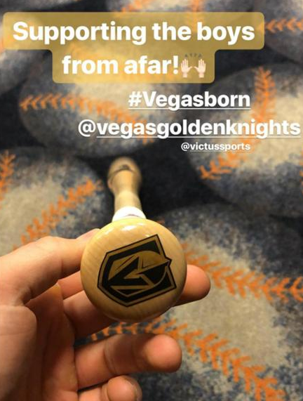 Bryce Harper adds Vegas Golden Knights sticker to his bat knob