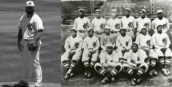 The @tigers and @kcroyals saluted the Negro Leagues today by wearing the  jerseys of the Detroit Stars and the Kansas City Monarchs.