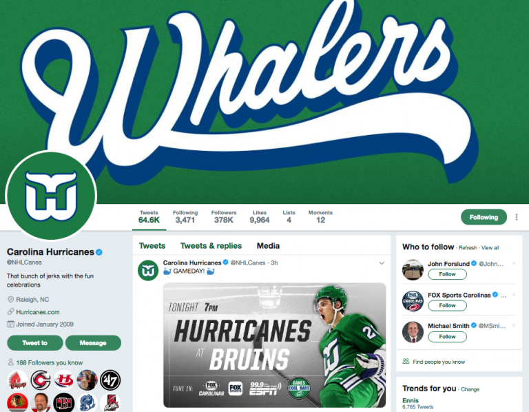 Canes to Wear Hartford Whalers Uniforms Tonight in Boston SportsLogos