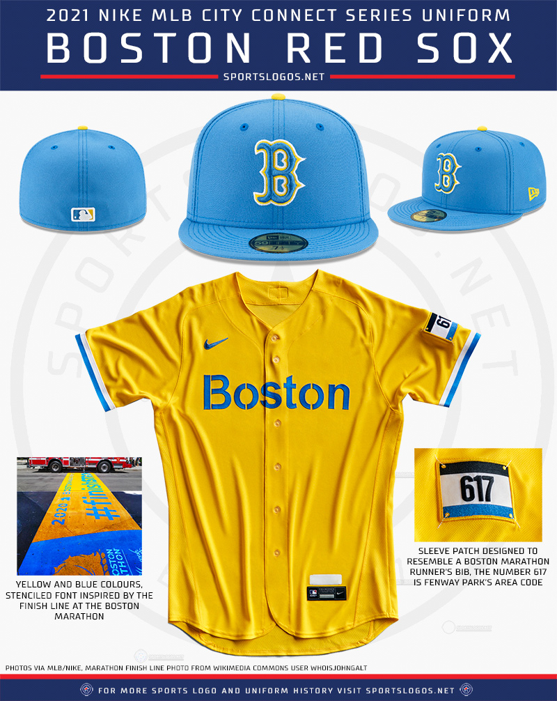 The Red Sox will be wearing yellow and blue uniforms on Patriots