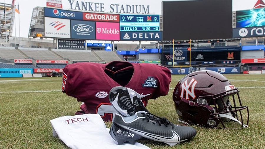 Virginia Tech Hokies To Wear New York Yankees’ Logo On Pinstripe Bowl Helmets