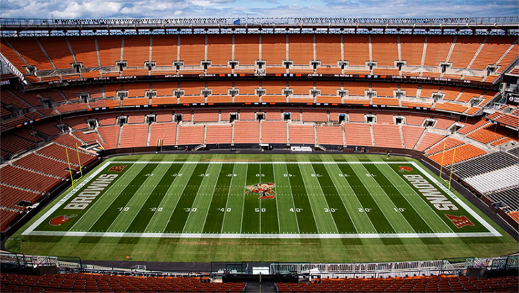 Cleveland Browns Unveil New Field Design With Brownie The Elf At ...