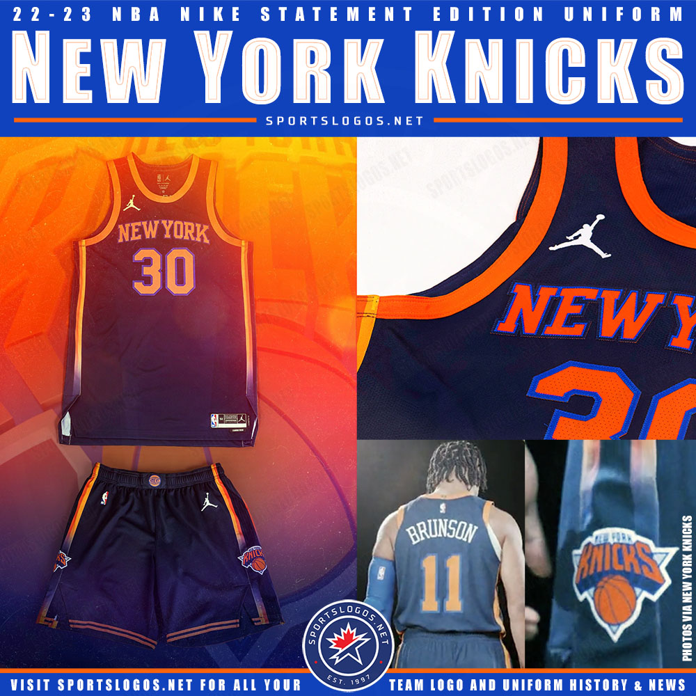 New York Knicks Statement Edition Uniform New Black 2022 23 Sportslogosnet 