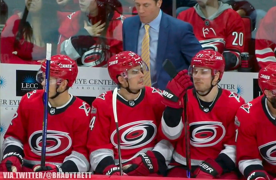 Carolina Hurricanes Player Wears Upside Down Logo in Game