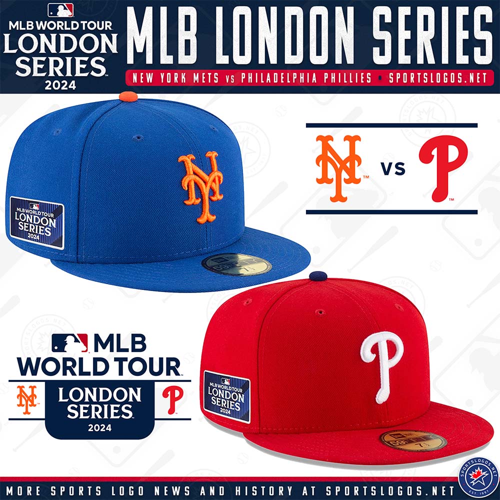 SHOP MLB World Tour London Mets and Phillies caps, jerseys, and tshirts