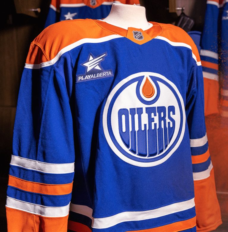 Edmonton will wear the Play Alberta logo on their home blue jerseys in