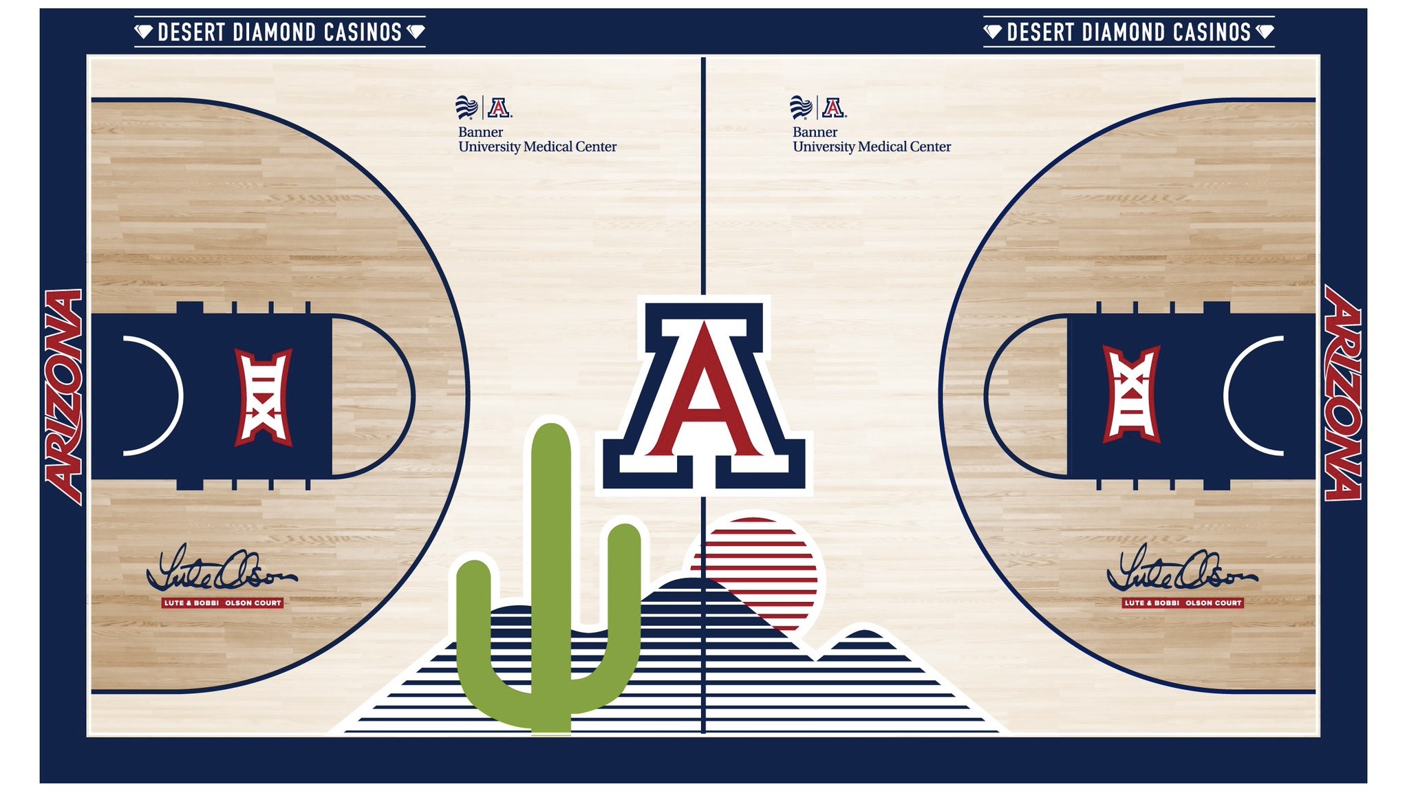 Arizona Wildcats Unveil New Basketball Court With Iconic Cactus Logo