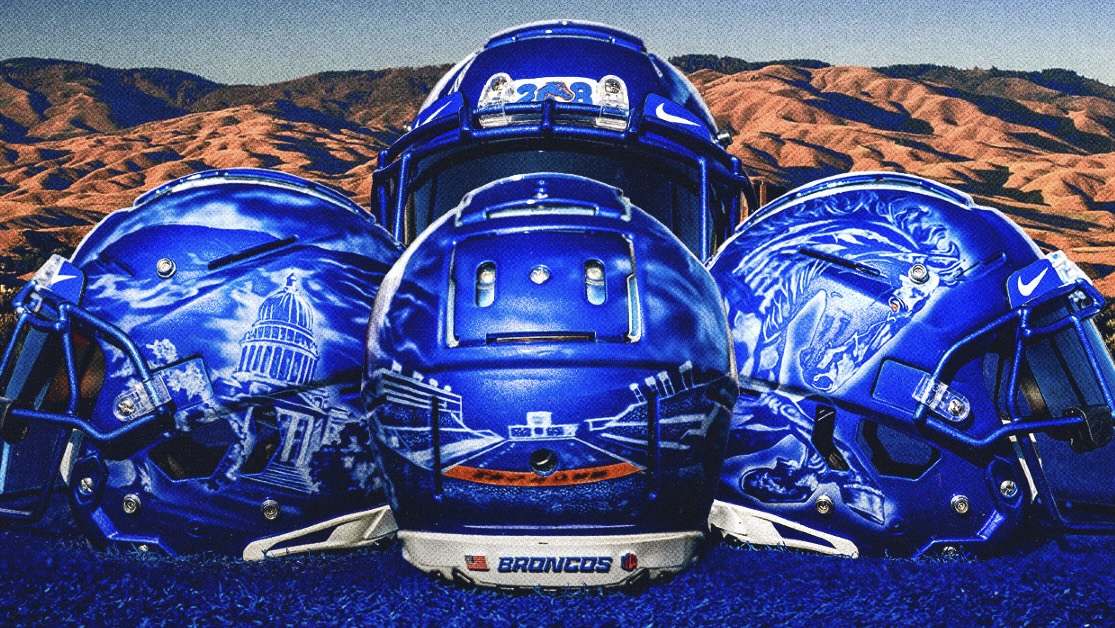 Boise State Broncos Unveil Airbrushed "Front Porch Of Idaho" Football Helmets