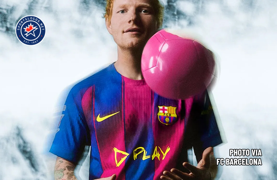 Play On: FC Barcelona to Sport Ed Sheeran Album Logo on El Clásico Kits